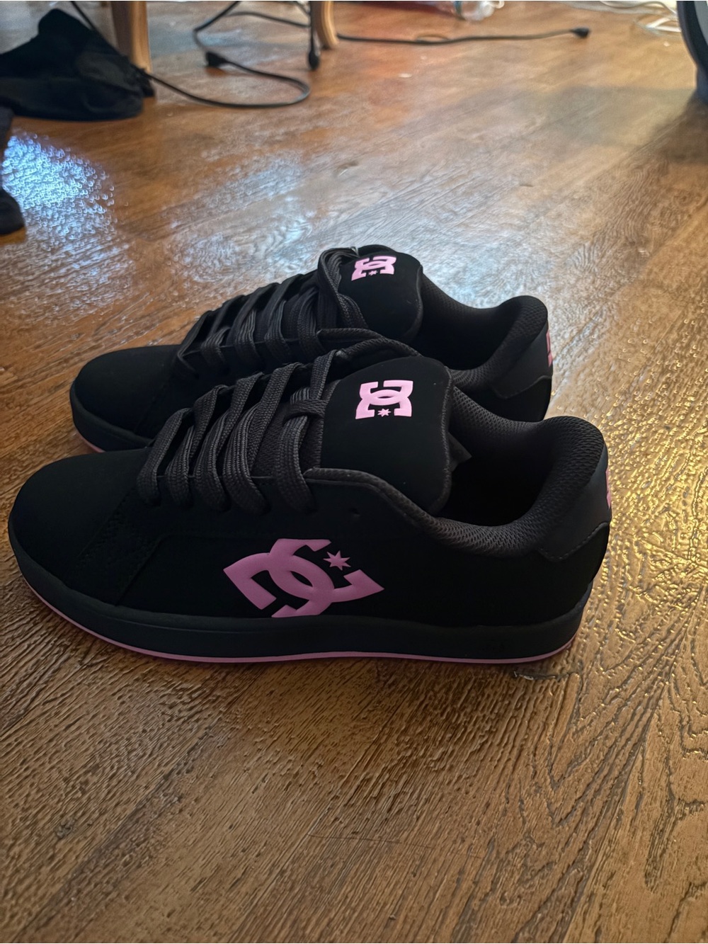 DC Women's Black Sneakers with Pink Logo Accents